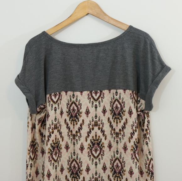 Rewind Printed Mixed Media Short Sleeve Top - Picture 5 of 8